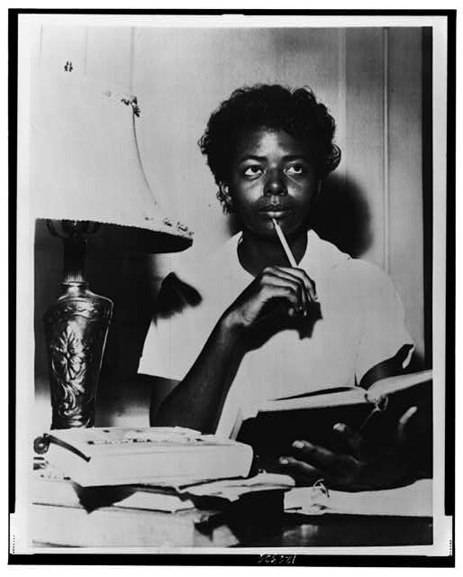 Elizabeth Eckford studying at home after being turned away from Central High School